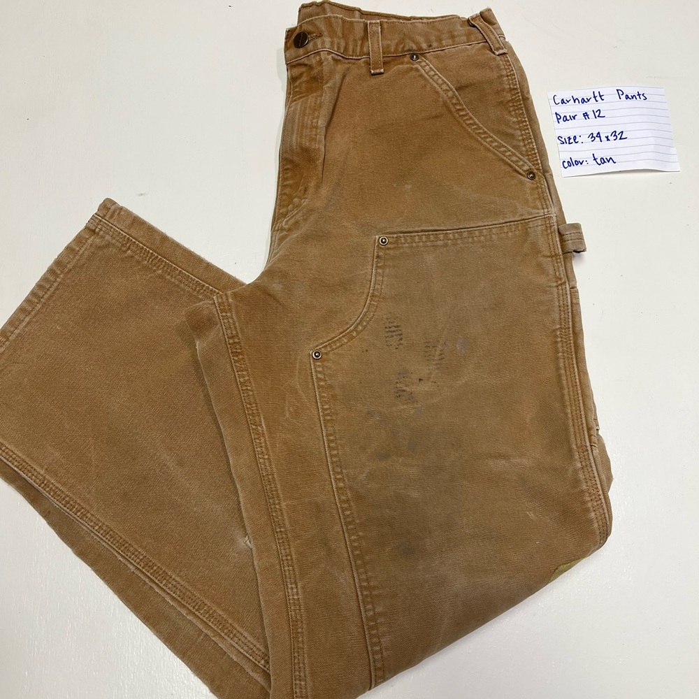 Carhartt Men's Tan Duck Double Front Work Pants - Loose fit Fit - Size 34x32